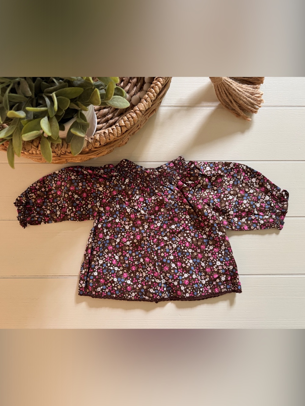 Baby Girl Floral Long-Sleeve Peasant Top